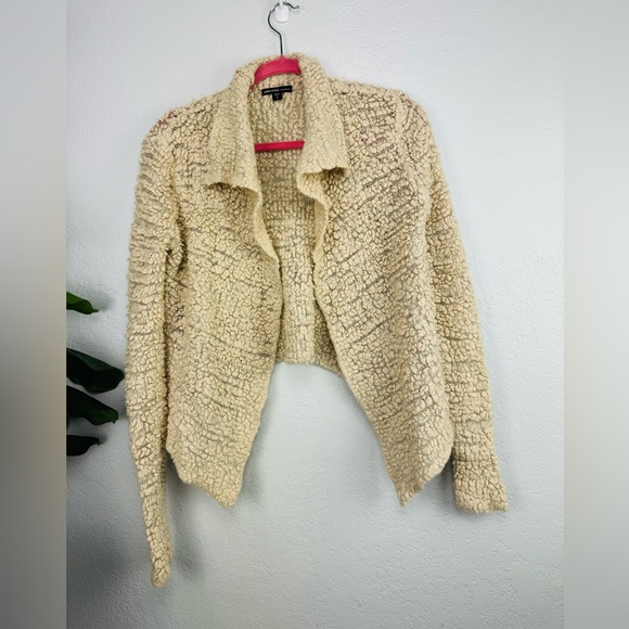 James Perse Open Drape Cotton Sherpa Textured Cardigan - Picture 2 of 8